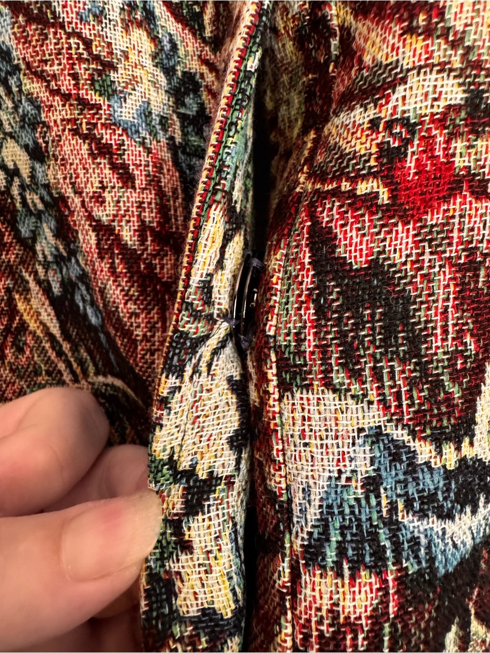 L'AGENCE Lian Multicolor Tapestry Jacket Boxy Collarless Crop Italian Inspire XL - Picture 5 of 11